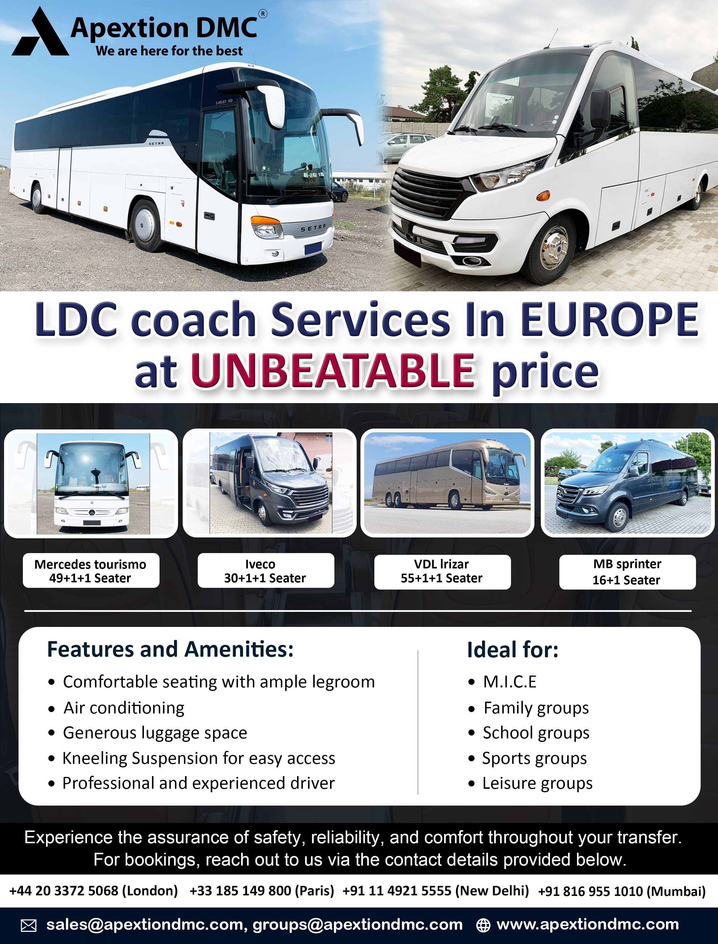 LDC Coach Services in the EUROPE - Comfortable, Reliable & Unbeatable Prices