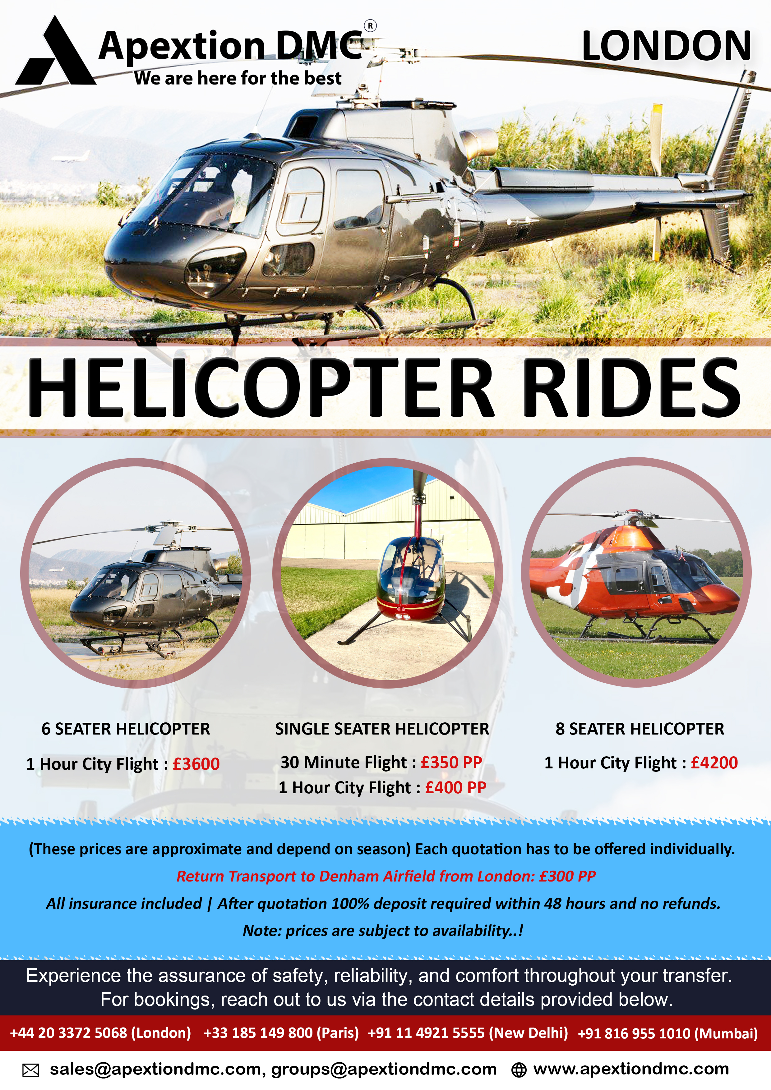 Helicopter Rides Services in London - Comfortable, Reliable & Unbeatable Prices